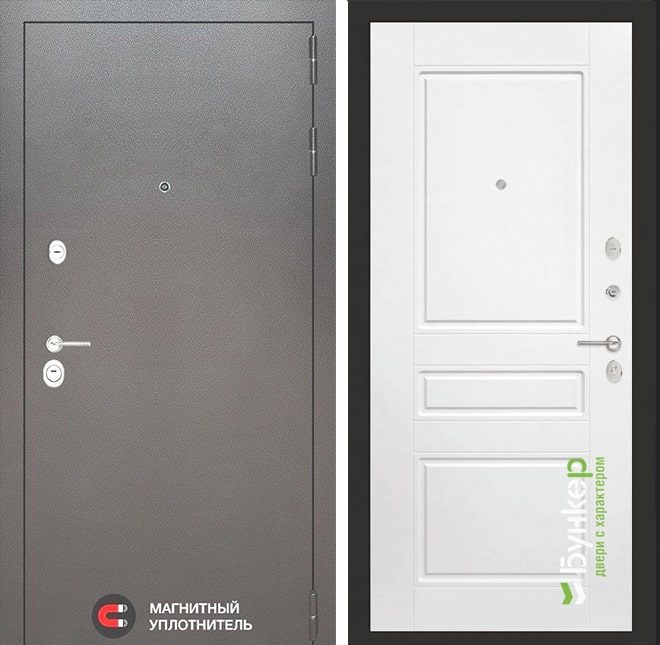 Входная дверь в интерьере серии «SILVER» модель 8 Софт белый